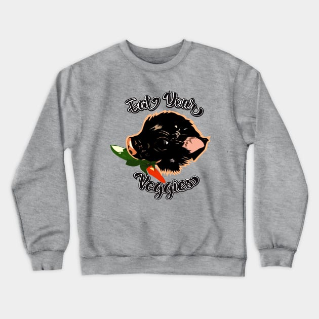 Eating Veggies a vegetarian pig Crewneck Sweatshirt by Producer